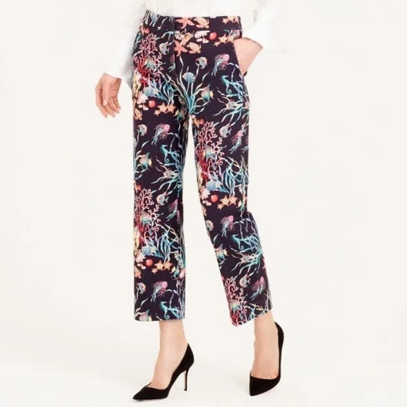 J. Crew COLLECTION Ratti UNDER THE SEA PRINT, F3708 Straight Leg Pants - Picture 2 of 9